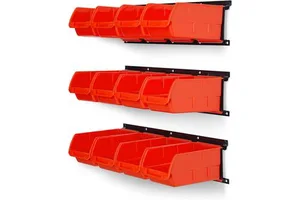 Plastic Wall Mounted Storage Box Tool Parts Garage Unit Shelving Plastic Tool Boxes Case Hardware Screw Tool Storage Rack
