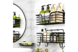 BX No-Drilling Wall-Mounted Carbon Steel Detachable Bathroom Storage Racks & Shower Caddy Set With Precision Tolerance