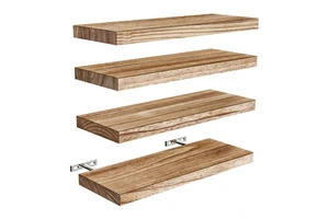 Home Wall-mounted Paulownia 4-Tier Storage Rack with Modern Simple Design