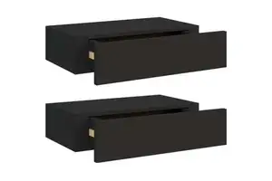 Wall-mounted Drawer Shelves 2 Pcs Black 40x23.5x10cm MDF