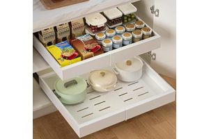 Adhesive Expandable Pull Out Cabinet Organizer Slide Out Kitchen Cabinet Organizer Storage Drawer