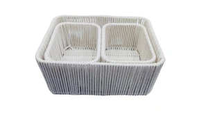 Handicraft 3 Sets No-Woven Fabric Storage Polypropylene Basket Set Cotton Strap Woven Storage Basket