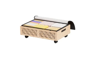 Under Bed Storage Containers-2 Pack Wooden Underbed Organizer with Wheels with Large Capacity Dust Bag,Stackable Drawer