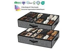Custom Foldable Fabric Shoe Organizer Closet Shoe Storage Box With Pvc Lid OEM Underbed Storage Shoe Box With Transparent Window