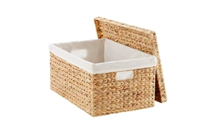 Handmade High Quality Woven Seagrass Water Hyacinth Storage Basket Bin Eco Friendly Boho Style Home Decor Vietnam Manufacturer