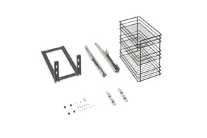 Emuca Spain Model 8381435 Titane 300 mm Anthracite Grey Steel Pull-Out Trolley Soft-Close Bottom Fixing Cabinet Organizer