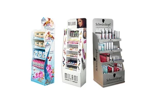 Custom Lipstick Lipgloss Eyelash Makeup Shelf Perfume Cosmetics Paper Floor Corrugated Cardboard Display Stand Rack For Store