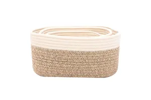 Cotton Woven Fabric Storage Basket Foldable and Stylish for Bathroom Cosmetics or Toys Organization