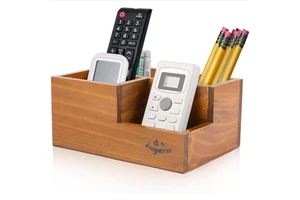 Solid Wooden Pen Holder Retro Sundries Cosmetics Organizers Compartment Wooden Desktop Storage Box