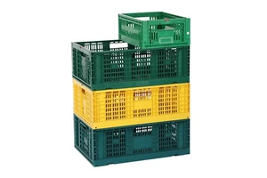 Strong Folding Collapsible Plastic Storage Crates Boxes Stackable Basket With Convenient Lifting Handle