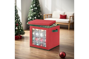 Portable Factory 2025 Christmas Ornaments Storage Box Holiday Decoration Organizer Box Cube With Visible Window