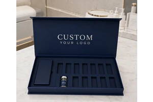 Premium Vial Storage Box Lid And Bottom Carton Sturdy Paperboard Foam Insert Beauty Packaging Retail Sample Set Low MOQ