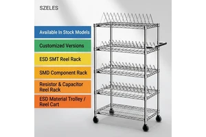 ESD SMT Component Reel Cart 2/3 Tier Adjustable Wire Shelving Trolley With Handle & Wheels