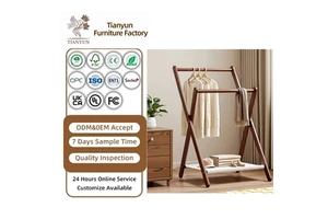 Beech Wood Coat Rack Vintage Style Bedroom Coat Stand Clothes Rack Bedside Evening Clothes Storage Solution Storage Rack
