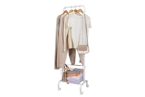 Hot Selling Coat Racks Wire Basket Garment Rail Clothing Rack Clothes Rack With Wheels for Cloakroom Bedroom Living Room