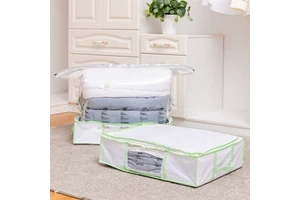 Foldable Vacuum Storage Box With Pump Non-Woven Fabric Storage Underbed Bin for Clothes Quilt Duvet Storage Organizer