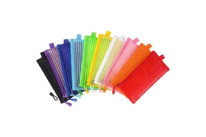 Durable And Reusable Mesh Zipper Pouch Portable Office Pencil Holder Multi-purpose Nylon Zippered Storage Bag For Makeup