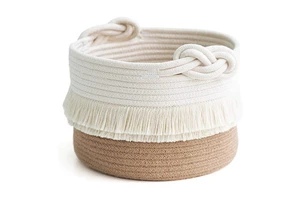 Multi Functional Natural Rattan Jute Yarn Eco-Friendly Food Storage Basket Set Handmade Woven Organizer for Home Storage