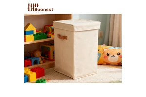 Foldable Eco-Friendly Non-Woven Fabric Storage Baskets With Lids For Modern Dirty Clothes Storage