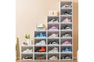 Wholesale High Quality Transparent Sneaker Stackable Clear Folding Storage Shoe Box Organizer
