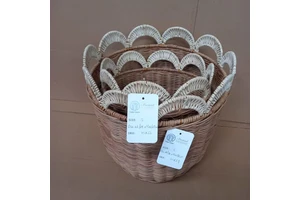 Spacious Premium Rattan Storage Basket Set Handwoven Durable Organizer Basket with Handles Cozy Natural Home Storage