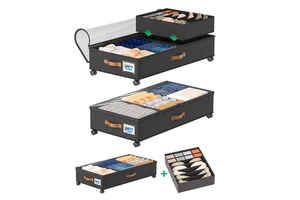 Foldable Storage Moving Boxes with Wheels Closet Organizers for Clothing Under Bed Storage for Organizing Underwear Socks