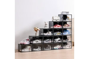 Factory Direct Sales Transparent Acrylic Shoe Box Shoe Storage Magnetic Dustproof Space Saving Front Opening Box