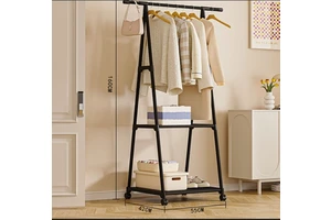 Minimalist Freestanding Coat Rack Stand Metal Clothes Tree with Hooks for Bag Jacket Bedroom Corner Storage Organizer