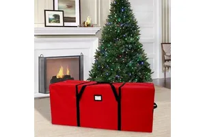 Christmas Tree Storage Box Containers Fits 7.5 Ft Artificial Trees Heavy Duty 600D Oxford Waterproof Eco-Friendly Green Bag