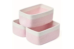 Hot-selling Eco-Friendly Cotton Rope Woven Rectangular Large-capacity Storage Basket for Desktop Toy Fruit