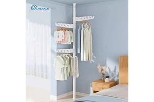 YIJIALE Tiered Discount Mix Order Supported Telescopic Clothes Stand Punch-Free Space Saving Bedroom Furniture 3Wings Coat Stand