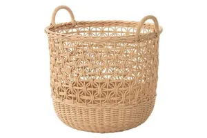 Premium Quality Handmade Natural Rattan Jute Yarn Brown Circle Storage Basket Set Eco-Friendly Modern Kitchen Decorative Woven