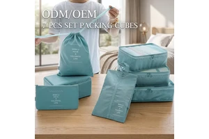 Factory Wholesale 7 Set Polyester Fashion Luggage Packing Cubes Shoe Organizer Foldable Travel Bag