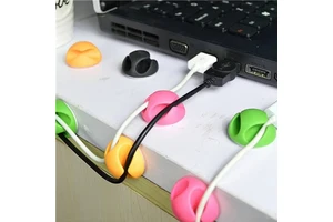 MIXWARES Modern Silicone Eco-Friendly Storage Cable Organizer with Adhesive Clips for Living Room and Home Use