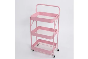 Dining Furniture Modern Metal Mobile Rolling Storage Basket Drawers Kitchen Office Bathroom Organization Utility 3 Tier Cart