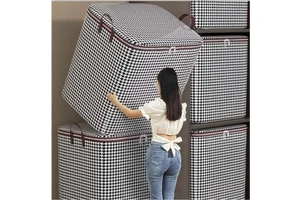 Large Capacity Pant Organize Storage with Durable Handles Thick Fabric Storage Bag Bedroom Quilt Clothes Box for Blanket
