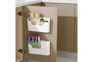 Plastic Kitchen Organizer Wall Mounted Cabinet Organizer Box Adhesive Cabinet Door Organizer