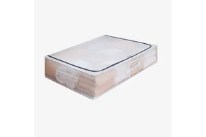 PVC Transparent Under Bed Closet Organizer Box Shoe Organizer Storage Bag Zipper with Lid for Clothing Blanket Clothes