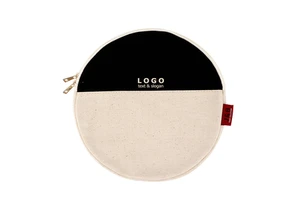 New Arrival Round Cosmetic Makeup Brushes Cotton Canvas Zip Pouch with Flag Logo Custom Natural Zipper Organizer Gift Bag