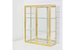 Latest Design Brass and Glass Wall Hanging Display Box Rectangular Wall Shelf Storage Box Wall Mounted Shelves