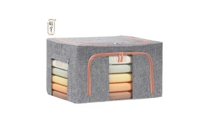 KUYUE Large Clothes Storage Bags, Stackable Storage Bins with Hold Shape Metal Frame, Foldable Closet Organizer Storage