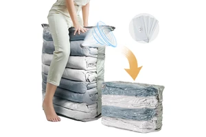 Cube Pump Free Design Compression Seal Clothes Bags 80% Saving Space for Clothing Bedding Zipper Vacuum Storage Bags