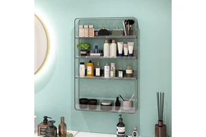 Customizable Acrylic Wall-Mounted Cosmetic Storage Rack - for Bathroom Vanity Organizer