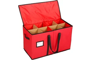 Christmas Storage Box Fabric Figurine Decorative Gift Accessory Storage Bag Foldable Holy Belt Handle Holiday Organizer
