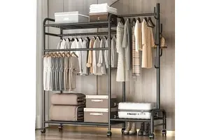 Wholesale Durable Modern Metal Home Wardrobe Storage Cabinet Standing Assemble Coat Racks Multi-Layer Storage Rack Bedroom