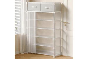 OEM Upgrade 2 Drawers Shoe Rack Stand With Curtains Dustproof Detachable Multi-Layer Shoe Storage Organizer For Entryway,Bedroom