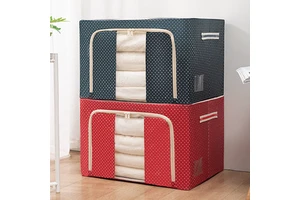 Wholesale Folding Fabric Storage Box Dirty Clothes Collecting Case with Zipper Space Saving Bag Dot Pattern Foldable Durable Bag