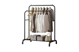 Home Furniture Bedroom New Storage Coat Stand Double Rack Space Saving Clothes Hangers