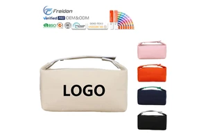 Hot Selling Recycled Waterproof Canvas Jute Cosmetic Bags with Custom Logo, Foldable Zipper Makeup Pouches for Daily & Travel