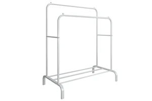 Multifunctional Coat Rack Stand Freestanding Double Rod Clothing Racks with Shelf for Hanging Clothes